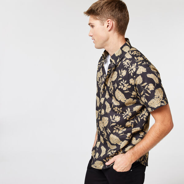 Geelong Short Sleeve Shirt, Black Sand, hi-res